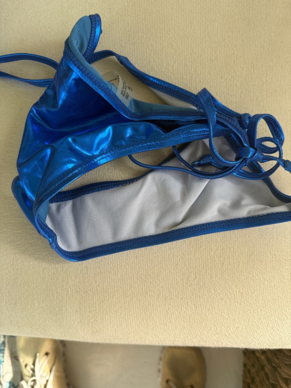 Metallic Blue String Bikini Set - Picture 6 of 6
